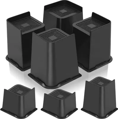 Produktbild von 4 Stück Möbelerhöhung in L-Form, Schwarz, verstellbare Möbelfüße für Tisch, Sofa und Stuhlbeine (15,2 cm)