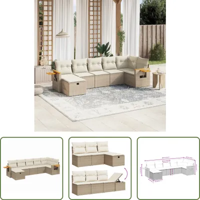 Produktbild von The Living Store 7-tlg. Garten-Sofagarnitur mit Kissen Beige Poly Rattan