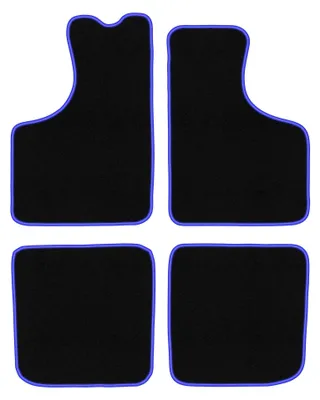 Image de Tapis de sol en moquette pour Skoda 105 / 120 / 130 1976-1990 (berline) – jeu 4 pièces, noir/bleu, sur mesure – Wielganizator CARLUX