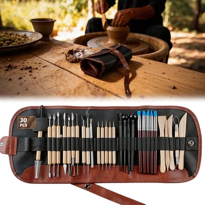 30-teiliges Modellierwerkzeug-Set, Holzgriffe, Edelstahl, XL