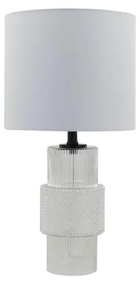 Produktbild von HOME DELUXE Große Tischlampe aus Glas YUKI - Transparent | Tischleuchte Schreibtischlampe Nachttischlampe