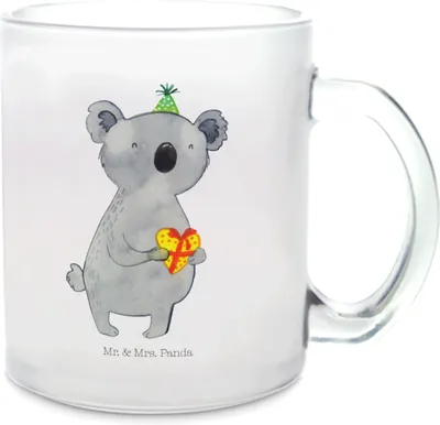 Produktbild von Mr. & Mrs. Panda Teetasse Glas Koala Geschenk - Transparent - Geburtstag, Trinkglas, Party, Pott, Häferl, Tee Tasse, Henkelbecher