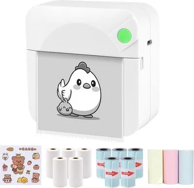 Image de Imprimante thermique portable - Imprimante de poche compatible Bluetooth - Imprimante d'étiquettes sans encre pour appareils iOS et Android - pour les notes de cours, les mémos et les photos