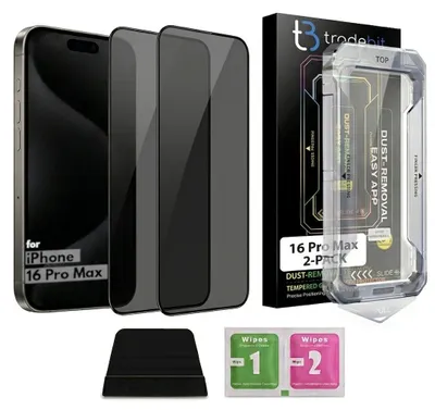 Image de Film de protection en verre 9H pour iPhone 16 Pro Max, offrant une double protection de la confidentialité, avec applicateur