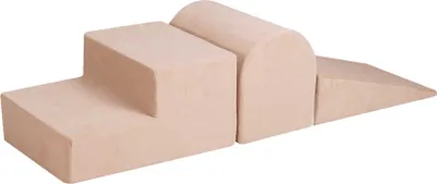Image de MeowBaby Cours de motricité pour bébés - Module de motricité pour enfants, aire de jeu à 3 éléments 145 x 45 cm, velours, Ekru
