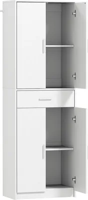 Produktbild von Küchenschrank, 3-stufig verstellbare Regale, Spanplatten, MDF, viel Stauraum, Weiß