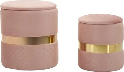 Produktbild von Mauro Ferretti Sitzhocker 2 teilig Set Sheffild Ø 37x42 Ø 28x35 cm rosa
