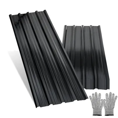 Image de Jopassy 129x46cm tôle trapézoïdale set de 24 plaques de toit anthracite pour abri de jardin carport, tôle profilée pour mur tôle de toit (pour 14m²)