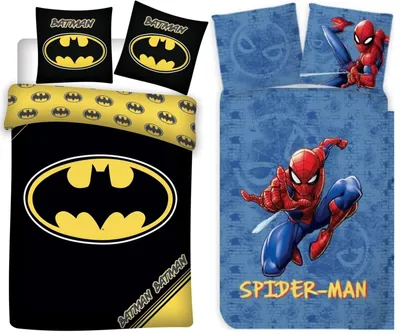 Produktbild von Batman & Spiderman - 2 x Bettwäsche-Set Wendemotiv, 135x200 & 80x80