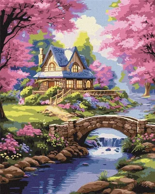 Obrázok produktu pre Maľba podľa čísel - Dom v kvetoch 40x50cm