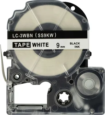 Produktbild von vhbw Schriftband-Kassette kompatibel mit KingJim SR530, SR550, SR530C, SR3900P, SR6700D, SR40, SR750 Etiketten-Drucker 8m x 9mm Schwarz auf Weiß