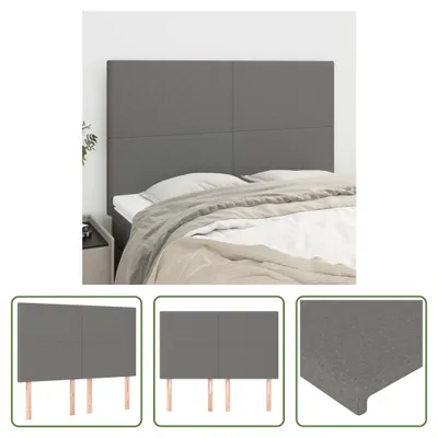 Produktbild von The Living Store Kopfteile 4 Stk. Dunkelgrau 72x5x78/88 cm Stoff