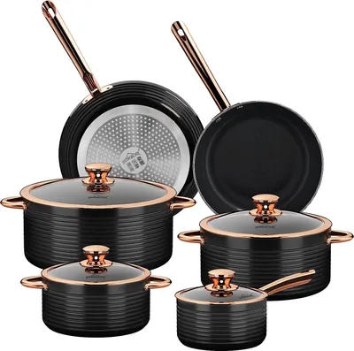 Produktbild von Topfset, HOMELUX 10tlg Induktions Töpfe Set, Aluminiumguss Kochtopfset, Keramik-Antihaftbeschichtung Pfannenset, Töpfe Set mit Deckel