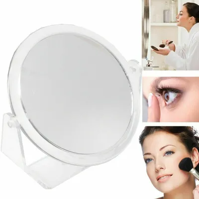 Imagen del producto de Espejo de maquillaje de doble cara, 10 cm, con aumento de 1x/3x, giratorio 360°, ideal para viajes