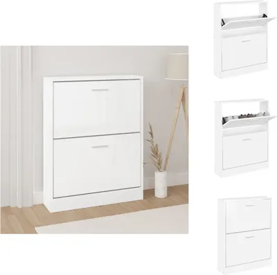 Produktbild von vidaXL Schuhschrank Hochglanz-Weiß 59x17x81 cm Holzwerkstoff -  Schuhregale & -schränke