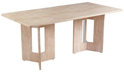 Image de MENZZO Table à manger rectangulaire Roselia 90x180cm Effet travertin Beige