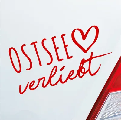 Produktbild von Auto Aufkleber Ostsee verliebt Herz See Osten East Liebe Car 19x10 cm Rot Sticker Heckscheibenaufkleber