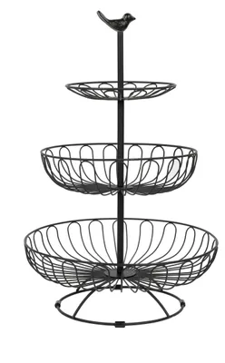 Produktbild von Metallische Etagere mit 3 Ebenen für Obst und Küchenutensilien