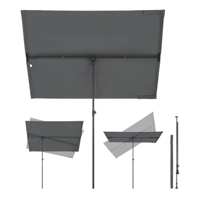Produktbild von Sekey Sonnenschirm 180×130 cm Rechteckig, Höhenverstellbar 130-230 cm für Balkon und Terrasse, Grau