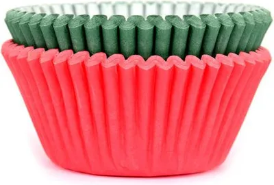 Produktbild von 50 Papier Muffinförmchen in Rot und Grün