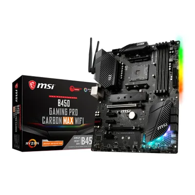 Produktbild von MSI B450 GAMING PRO CARBON MAX WIFI, AMD, Sockel AM4, AMD Athlon, AMD Ryzen 2000 Series, AMD Ryzen 3000 Series, DDR4-SDRAM, 128 GB, DIMM