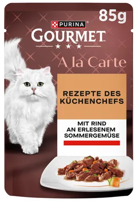 Productafbeelding van GOURMET A la Carte, natvoer voor katten, met rundvlees en groenten, 26 x 85g