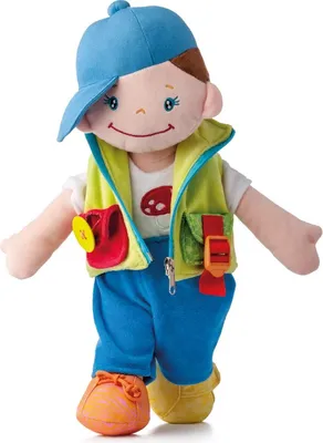 Produktbild von Stoffpuppe - Lernpuppe ''Keiky'' von Niny / Woodyland, bunt, weich, mit vielen Lernelementen