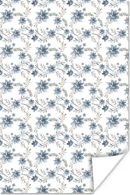 Produktbild von MuchoWow® Poster Vintage - Blumengirlande - Blau 80x120 cm - Papierdruck