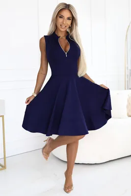 Produktbild von Numoco Minikleid Blinky mit Reißverschluss Party-Kleid Cocktailkleid Sommerkleid Clubkleid, blau, Gr. M