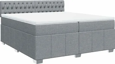 Produktbild von vidaXL Boxspringbett mit Matratze Hellgrau 200x200 cm Stoff