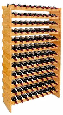 Produktbild von Relaxdays Weinregal, 108 Flaschen, Bambus, HxBxT: 159 x 85 x 25,5 cm, Rot- & Weißwein, stapelbares Flaschenregal, natur