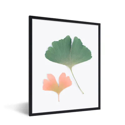 Obrázok produktu pre MuchoWow® Zarámovaný plagát - Listy - Zelená - Oranžová - Príroda - 30x40 - Nástenný plagát v ráme Fotografia
