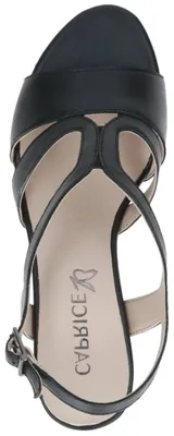 Produktbild von Caprice Damen Sandalette Leder mit T-Riemen und Blockabsatz 9-28308-46, Größe:36 EU, Farbe:Schwarz