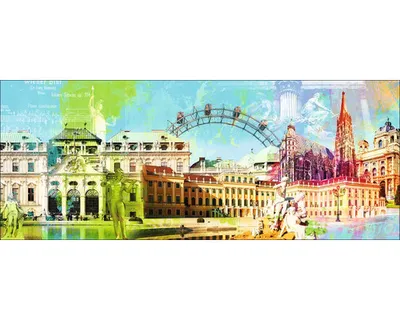 Produktbild von Glasbild Wien Wahrzeichen I 125x50 cm