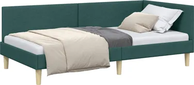 Produktbild von vidaXL Eckbettgestell Dunkelgrün 100 cm x 200 cm Stoff und Sperrholz