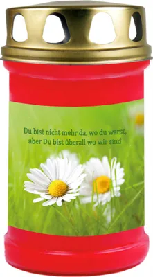 Zdjęcie produktu dla Świeca grobowa czerwona, czas palenia: 48 godzin, motyw: stokrotka