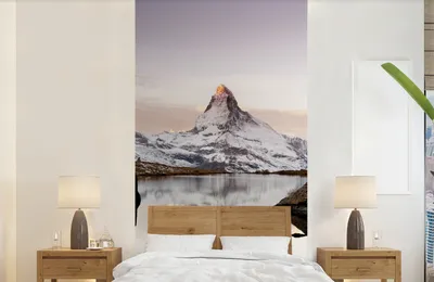 Produktbild von MuchoWow® Fototapete für Wohnzimmer oder Schlafzimmer Wandtapete Vinyl Motivtapete Blick vom Stellisee auf das Matterhorn in der Schweiz - 120x240 cm - Hintergrundbild