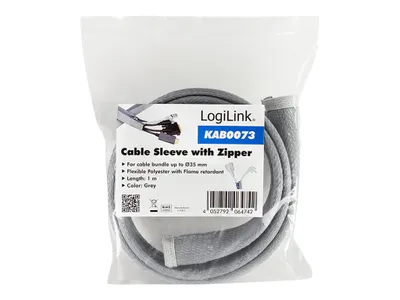 Produktbild von LogiLink Kabelschlauch mit Reißverschluss 1,0 m Durchmesser: 35 mm grau
