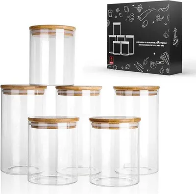 Produktbild von Quadratische Glasvorratsdosen mit Deckel, 6er Set