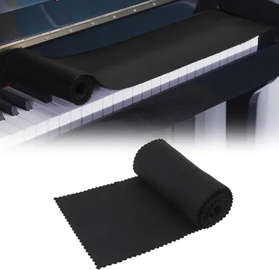Produktbild von Klavier Tastenabdeckung 124 x 14,5 cm – Samt, waschbar, für 88 Tasten E-Pianos & Keyboards,Staubdicht und schützt das Klavier vor Abnutzung–Schwarz
