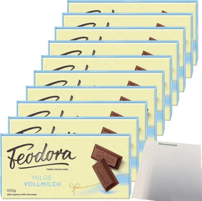 Produktbild von Feodora Milde Vollmilch Schokolade VPE (10x100g Tafel) + usy Block