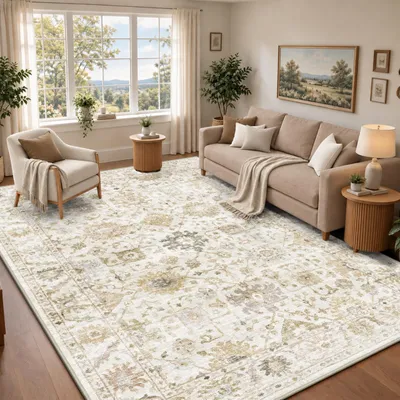 Obrázok produktu pre Vintage koberec, 160x230 cm, umývateľný, béžová farba