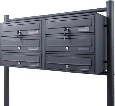 Produktbild von Bituxx 6fach Briefkastenanlage Breit Dunkelgrau MS-15867
