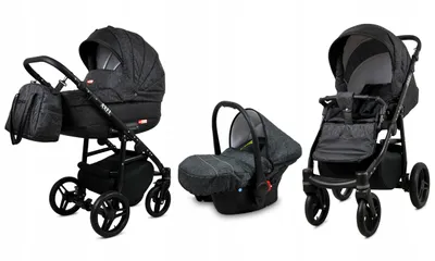 Produktbild von BabyLux® Axel | 3in1 Kinderwagen Set | Carbon | Kombikinderwagen | Kinderwagenset | Buggy + Baby