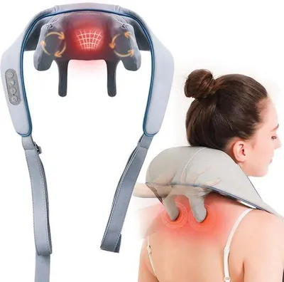Imagen del producto de Masajeador 4 en 1: masaje para el cuello y la espalda, masaje para los hombros y las piernas, mejora la circulación sanguínea, masajeador inalámbrico