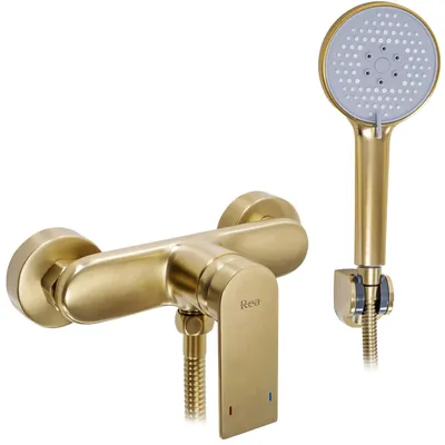 Zdjęcie produktu dla Bateria prysznicowa ze słuchawką REA Verso Brush Gold złota Szczotkowana