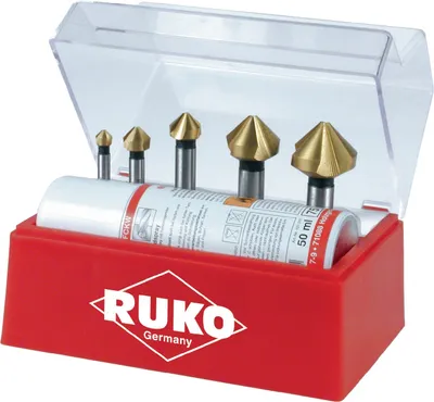 Produktbild von Ruko Kegelsenkersatz DIN335-C 90Grad Durchmesser 6,3-25mm HSS-TiN 3 Schneiden 6tlg. - 102142T