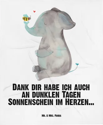 Produktbild von Mr. & Mrs. Panda Schlummerdecke Elefant Biene - Weiß - Geschenk, Babydecke, Jahrestag, Erstlingsdecke, Babybettdecke, Fleecedecke, Liebe, Hochzeitsgeschenk, Liebesspruch