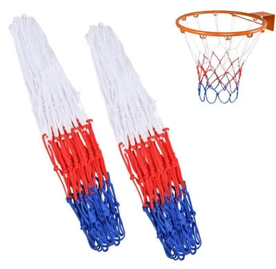 Produktbild von Basketballnetz Ersatznetz - Polypropylen - Weiß, Rot und Blau - 12 Ösen - 50 cm