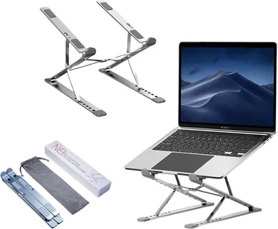 Obrázok produktu pre Stojan na notebook, hliníkový, 7 a 9 výšok nastaviteľný, skladací, pre 10 až 17 palcové notebooky, pre stôl